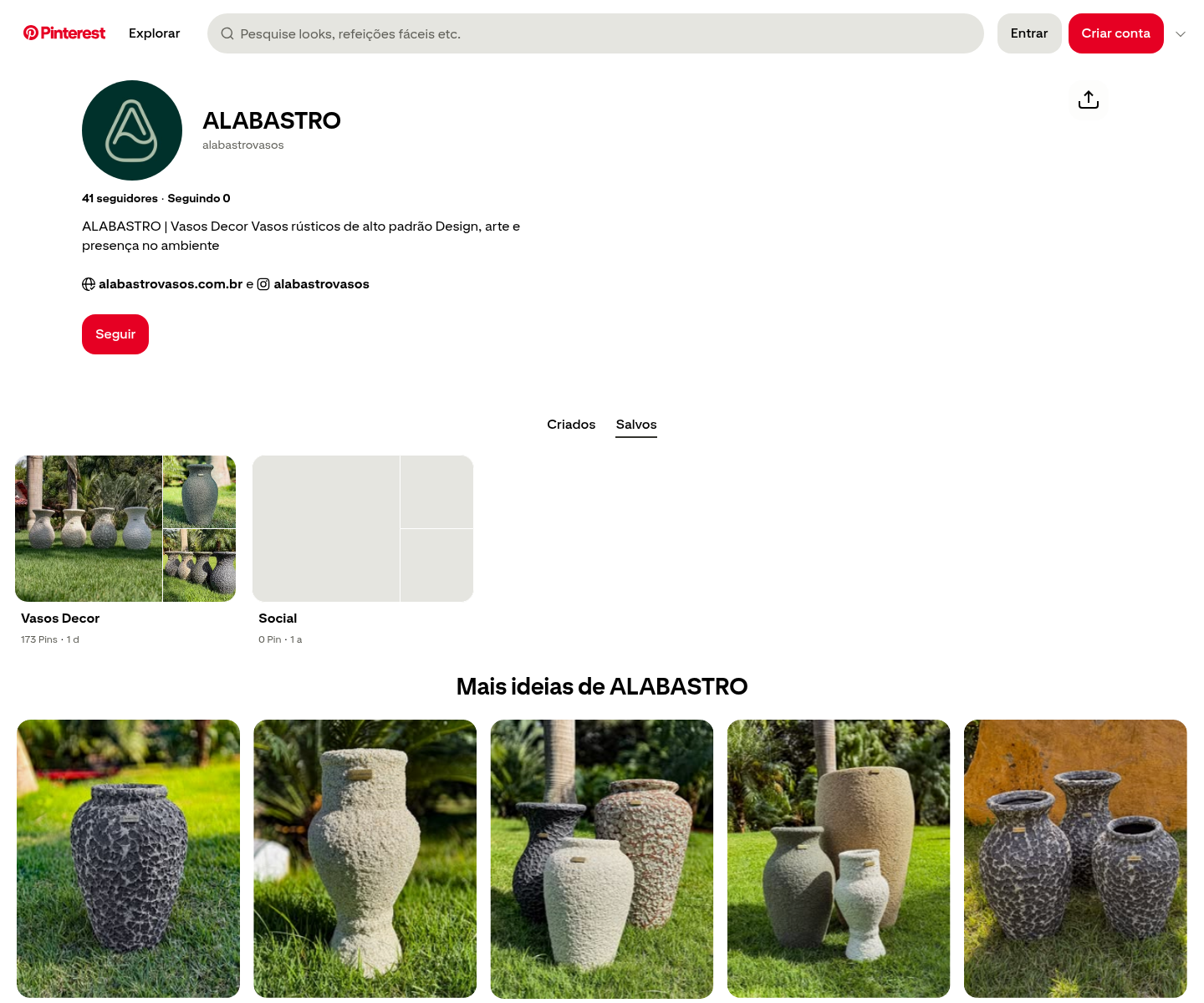 Print do perfil Pinterest Alabastro